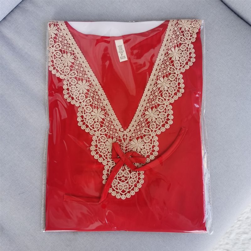 Special Offer Silk Nightdress Pajamas Women's Spring and Summer Thin Ice Silk Nightdress Pullover Dress Silk Mid Length Long Length