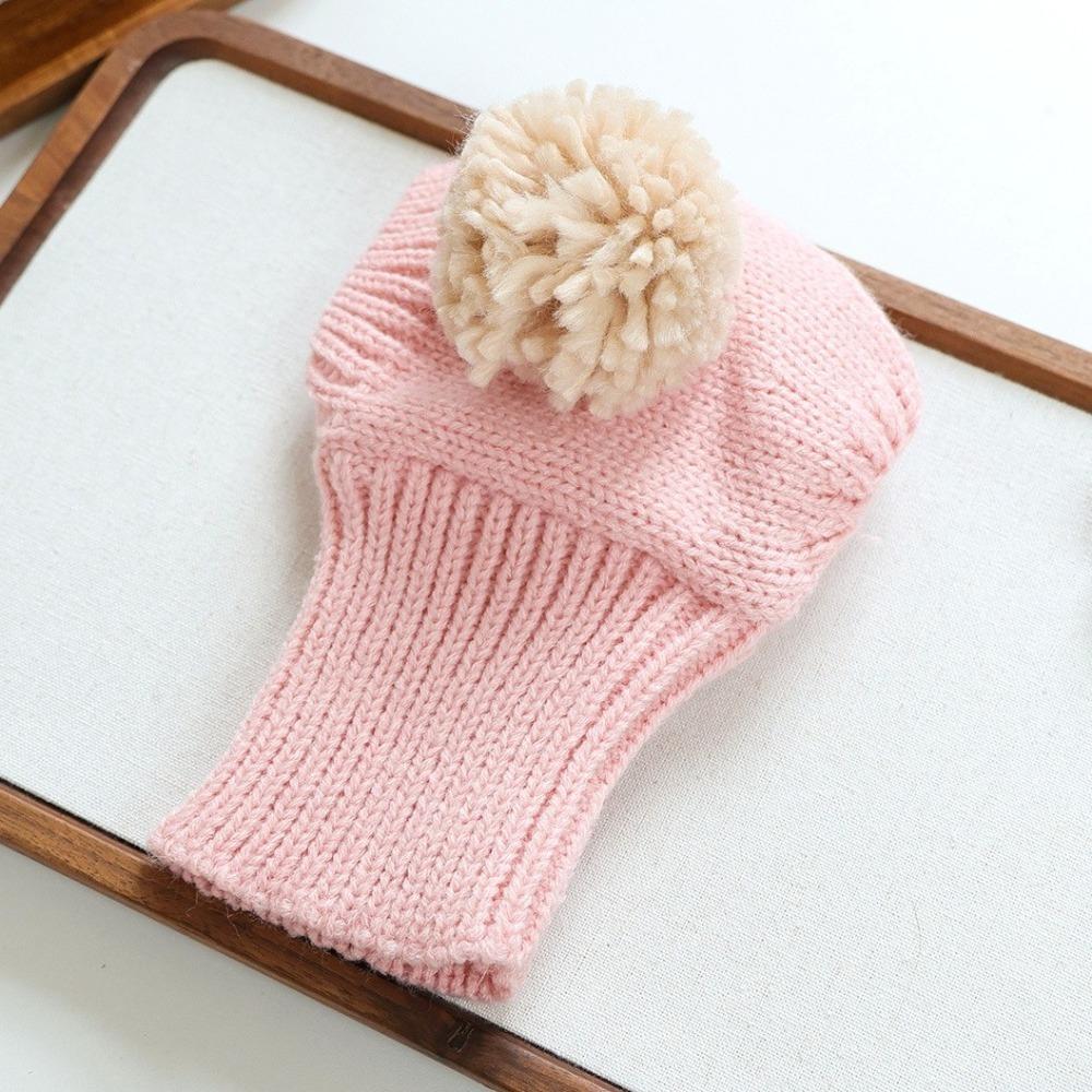 Handmade Pet Neck Warmer Soft Stretchy Pet Pom-pom Hat Absorbing Sound Pet Headgear Cold Weather