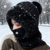 Winter Knitted Balaclava Beanie Hat Warm One Piece Slouchy Fleece Lined Beanie Scarf Mask Hat For Cycling Skiing Thick Skull Cap
