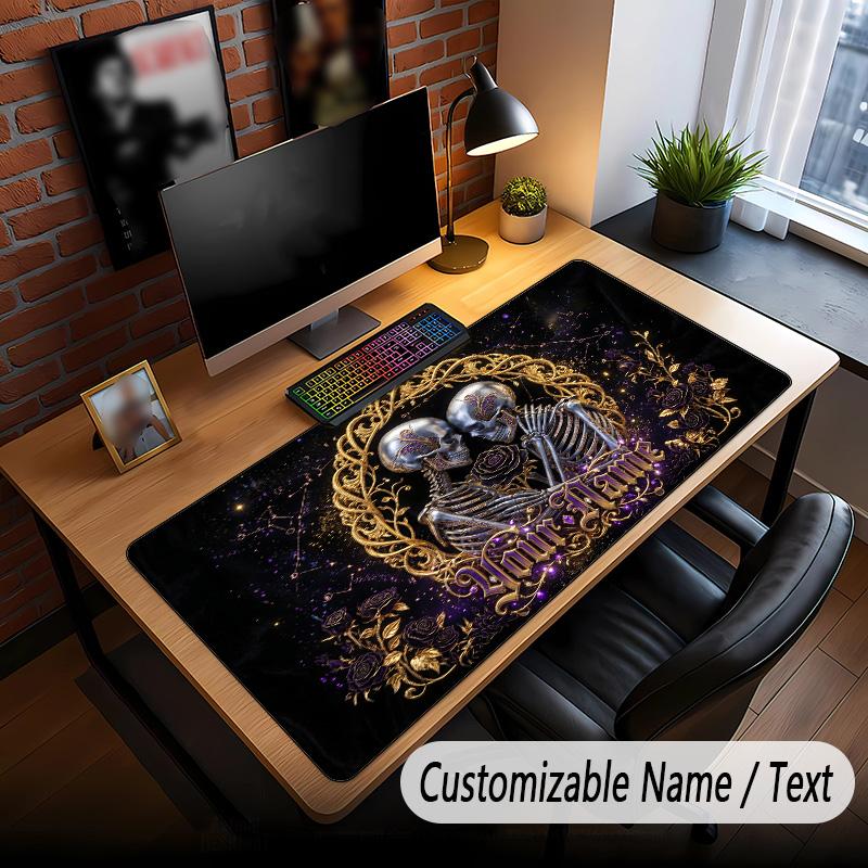 Skull Gothic Theme Custom Mouse Pad Personalized With Name Text Customized Desk Mat For Office Home Decor