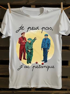 S Weißes Vintage Französisches Boule-Kugelspiel T-Shirt
