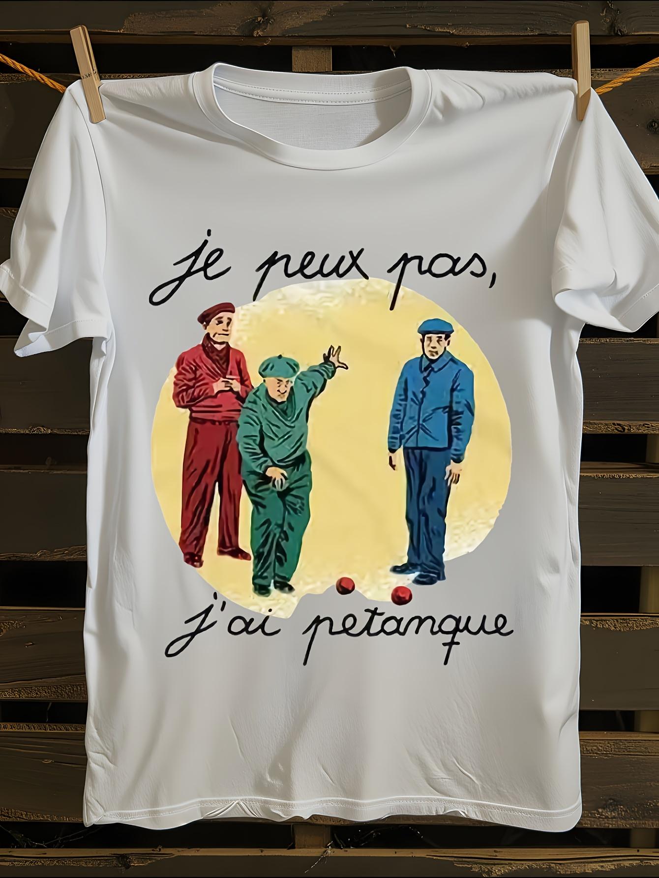 s White Vintage French Petanque Ball Game T-Shirt XXL