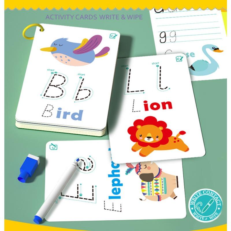 Flashcards de Alfabeto, Números e Palavras para Aprendizagem Cognitiva e Educação Infantil - Apagáveis
