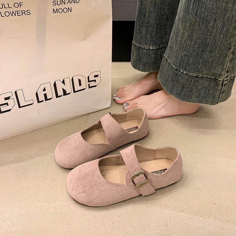 Mary Jane Women's Autumn New Retro Round Head Belt Buckle with Thick Heel Round Head Light Mouth Single Shoes Women