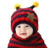 Winter Kids Hat With Plush Ear Protection Big Five-pointed Star Hat Scarf Set Striped Woolen Material Blue Yellow Orange Red Pink