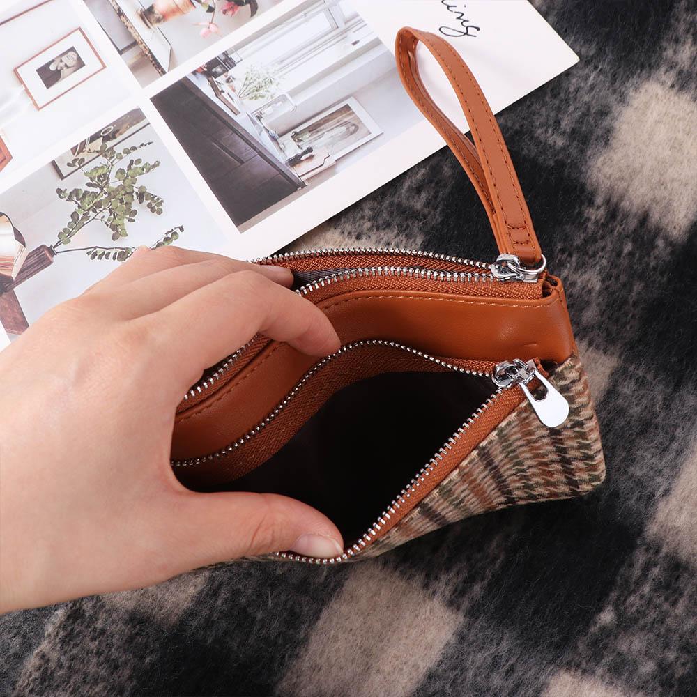 Coin Pocket Retro Houndstooth Handbag Korean Style Women Long Purse Zipper Clutch Wallet  Women