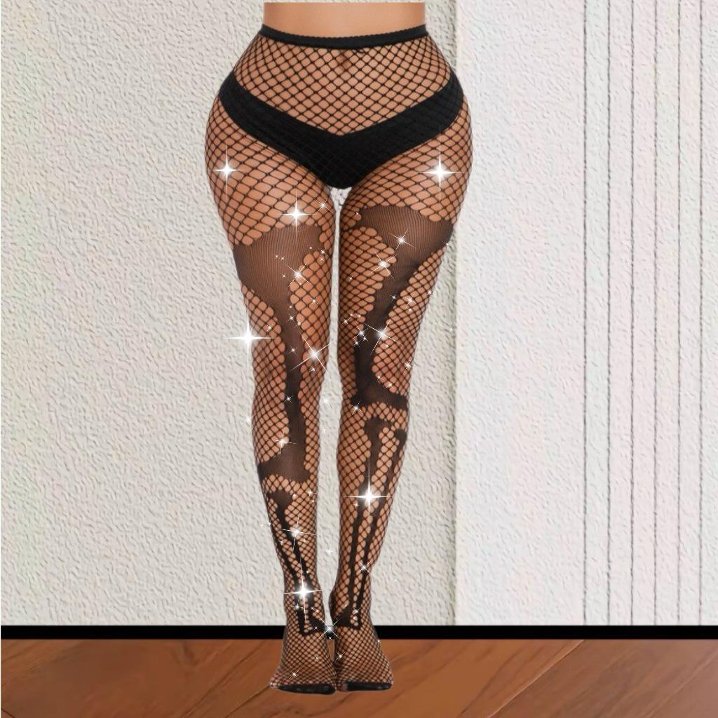European and American Hot Diamond Halloween Fishing Net Socks Large Size Stockings Sexy Thin Stockings Women's Spider Web Pants Pantyhose