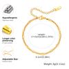 Minimalist Square Rice Bead Double-layer Bracelet, Women Stainless Steel 18K Gold Color Beads Chain Bracelet, Simple Jewelry