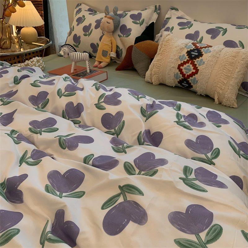 Pink Cherry Bedding Set No Filler Ins Style Duvet Cover Flat Sheet Pillowcases Single Full Queen Size BedSpread Home Textile