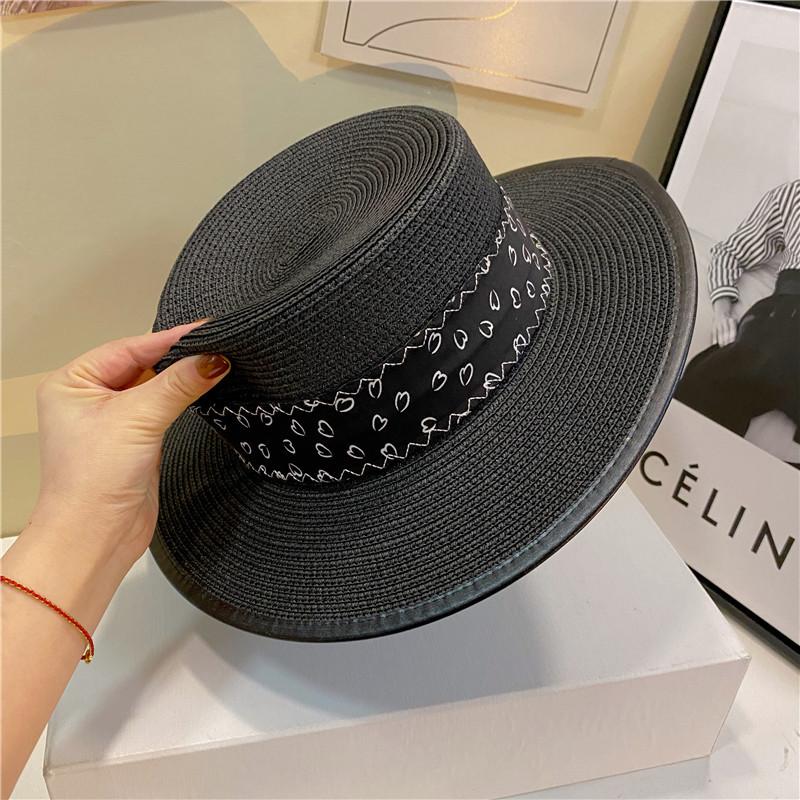 

Новая соломенная шляпа во французском стиле знаменитостей с плоским верхом, летние пляжные шляпы с зонтиком, шляпа-котел для отпуска, путешествия, вечеринки, chapeau homme 56-58CM