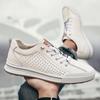 Fashion Mens Sneakers Genuine Leather Casual Outdoor Shoes Male Non-Slip Fashion Luxury Brand Footwear Quality Handmade White Shoe Men