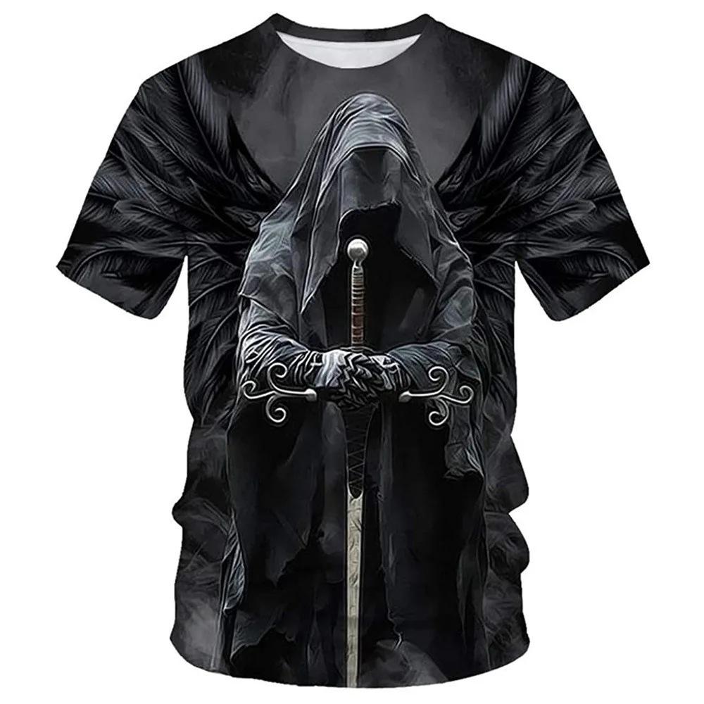 Death God Skull 3D Printed Men's Casual Round Neck Short Sleeved T-shirt