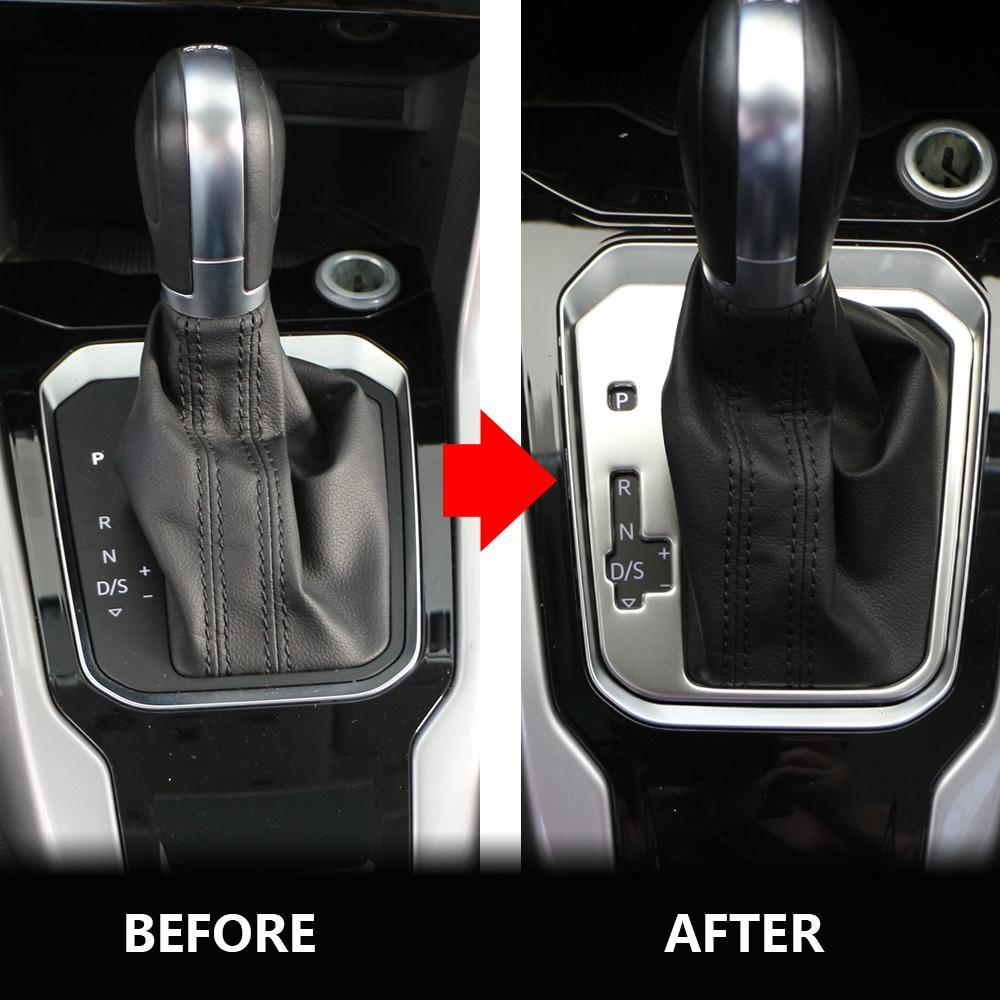 Stainless Steel Car Gear Shift Knob Panel Cover Sticker Trim for Volkswagen VW Troc T-Roc 2018 2019 2020 2021 AT LHD Accessories