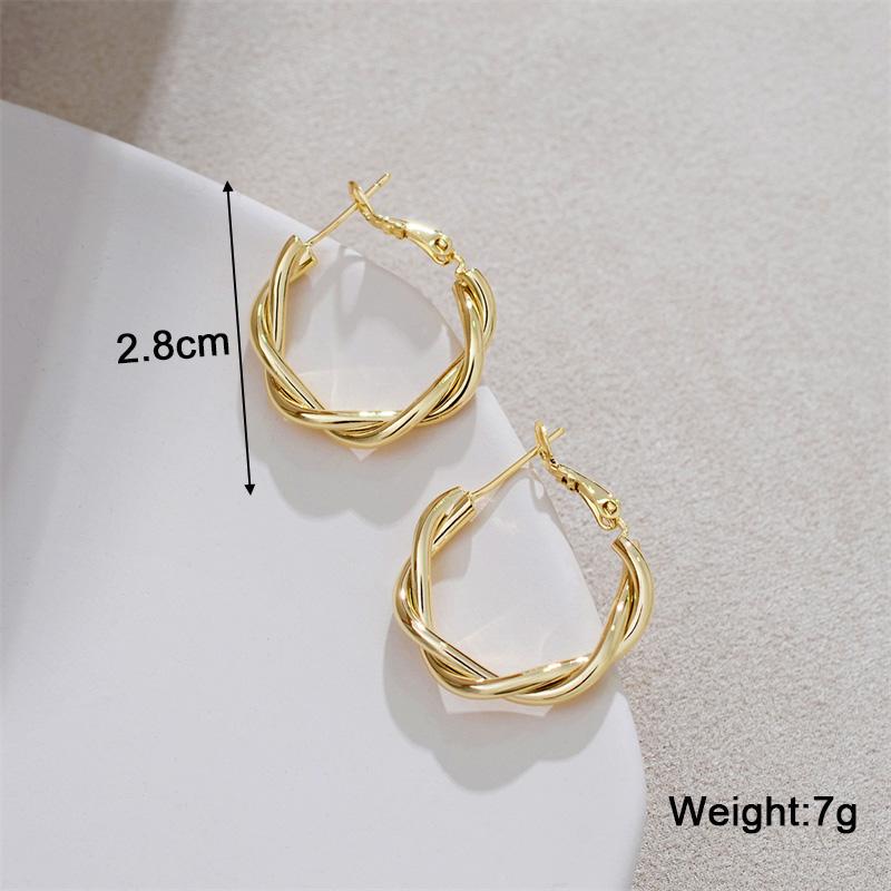 New Exaggerated Twist Metal Dangle Earrings for Women Gold Color Punk Fashion Female Hanging Earrings Boho Geometry Ear Zircon