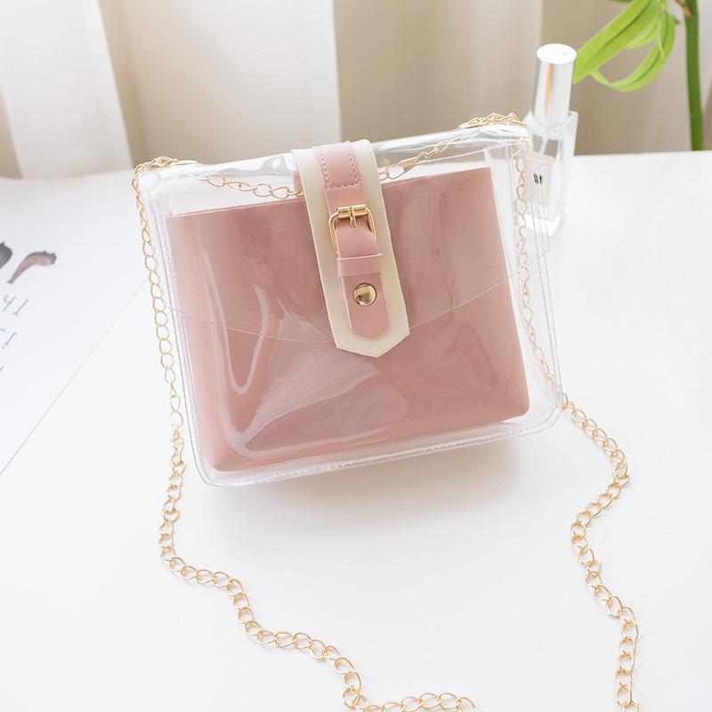 

Guangzhou women s bag women s transparent jelly bag shoulder messenger mobile phone bag fashion women s bag розовый