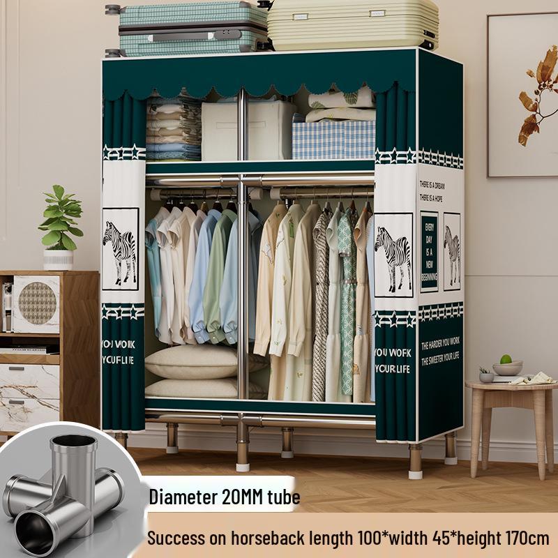 Sturdy Reinforced Steel Frame Fabric Wardrobe for Home & Bedroom Use