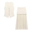 Zbzr Spring New Women clothes Button Knit vest Vest High Waist Skirt 4192003 4192016