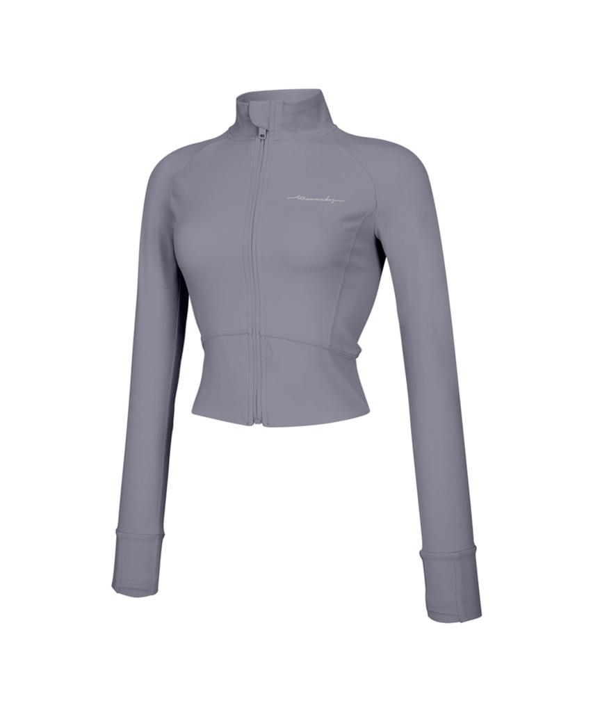 WANNABEZFIT Lettering Zip-Up Crop Jacket Lilac