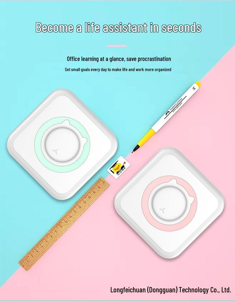 Imprimantă termică mini wireless compactă pentru etichete și fotografii, pentru utilizare mobilă și studenți