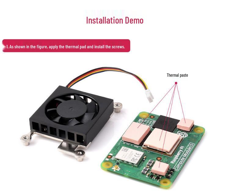 Raspberry Pi CM5 Quiet 3007 Heatsink Fan, 5V PWM, Low Power & Noise, with Thermal Pad.