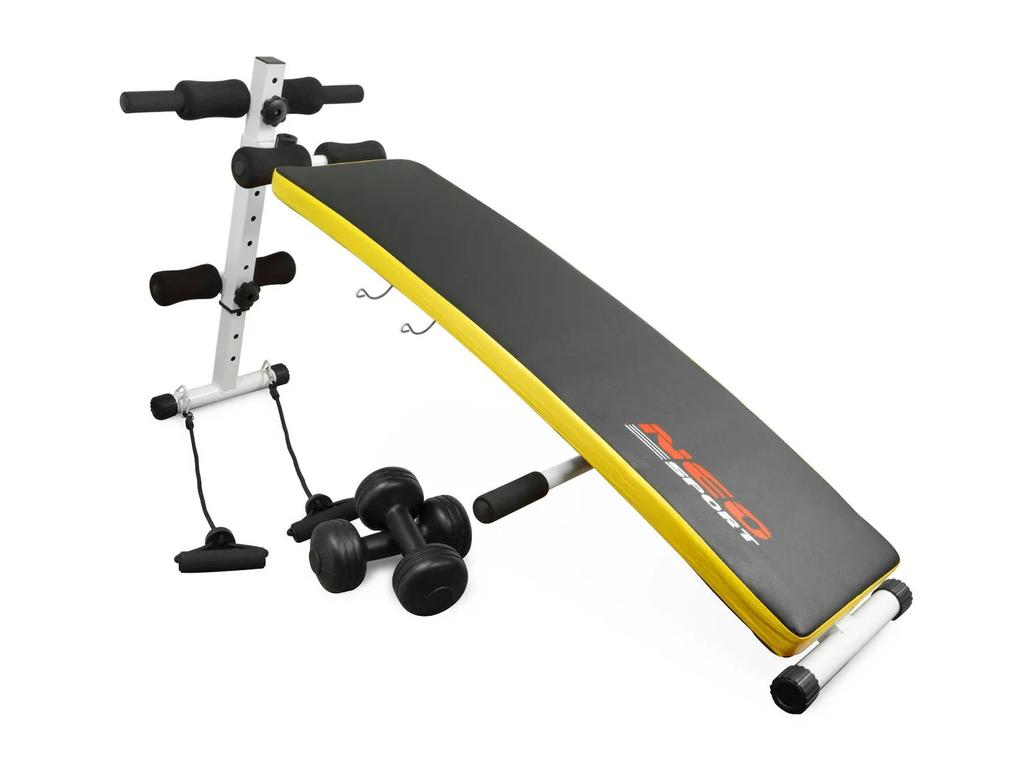 Schrägbank, Neo-Sport-Übungsbank, Workout für Ganzkörperpresse, Bank für Krafttraining zu Hause, mit Expander und Hanteln
