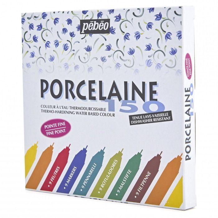 Porcelain Markers - Pebeo - 9 Markers - Fine Tip - Bright Colors - For Children Ages 10 and Up