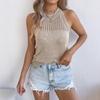 Women's Spring Summer Holiday Casual Solid Colour Hollow Out Sleeveless Knitwear