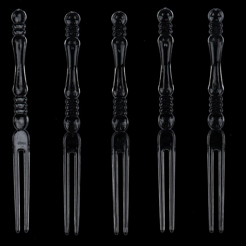 80Pcs Mini Transparent Disposable Forks For Party Plastic Food Cake Fruit Fork
