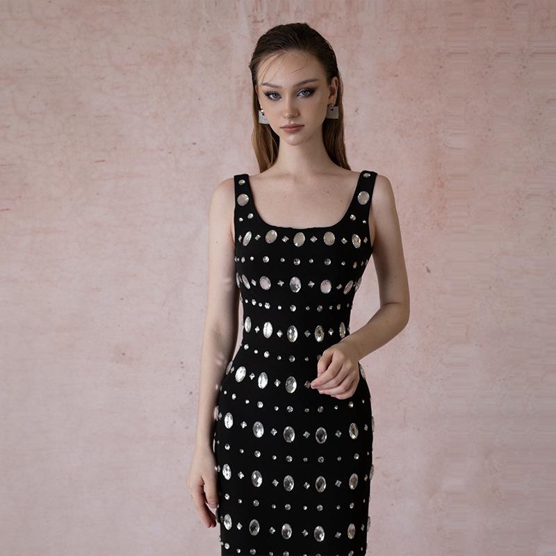 Heavy-Duty Rhinestone Bandage Evening Dress