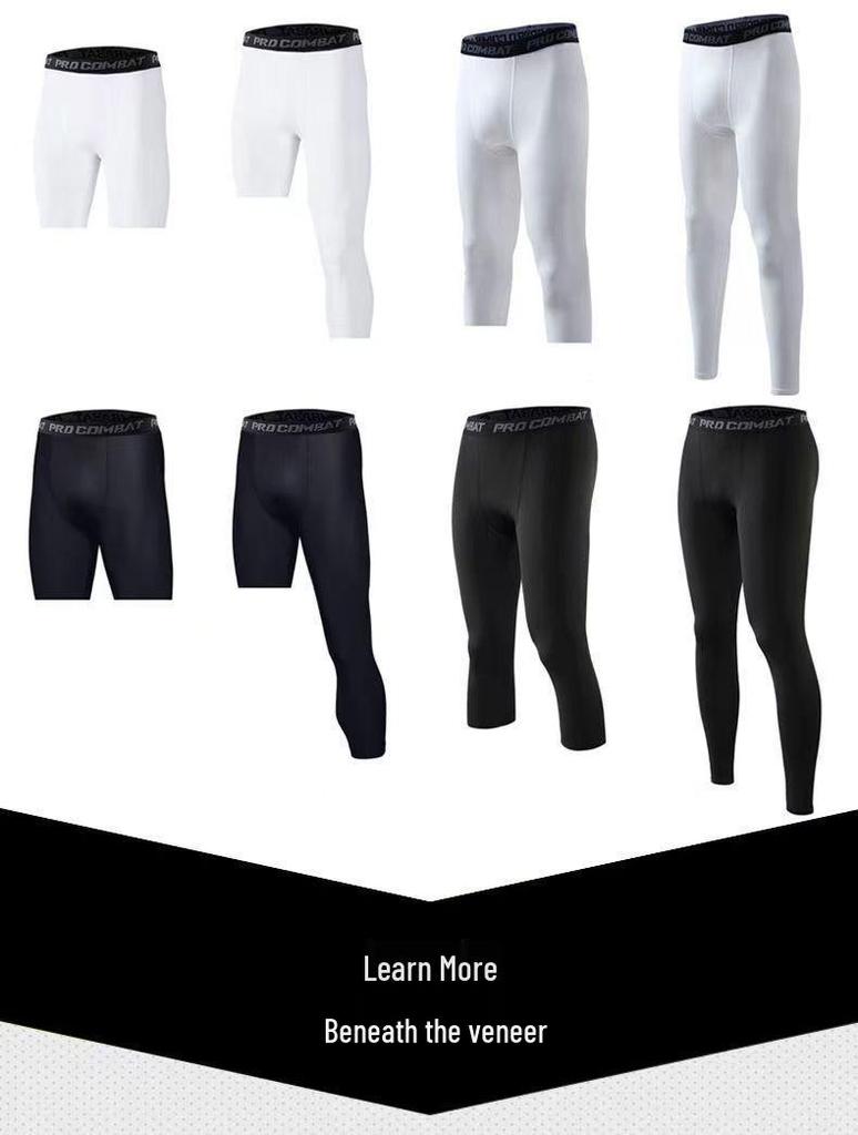 NBA Style Men's 5-Point Basketball Tights - Single Leg Sports Training & Running Leggings