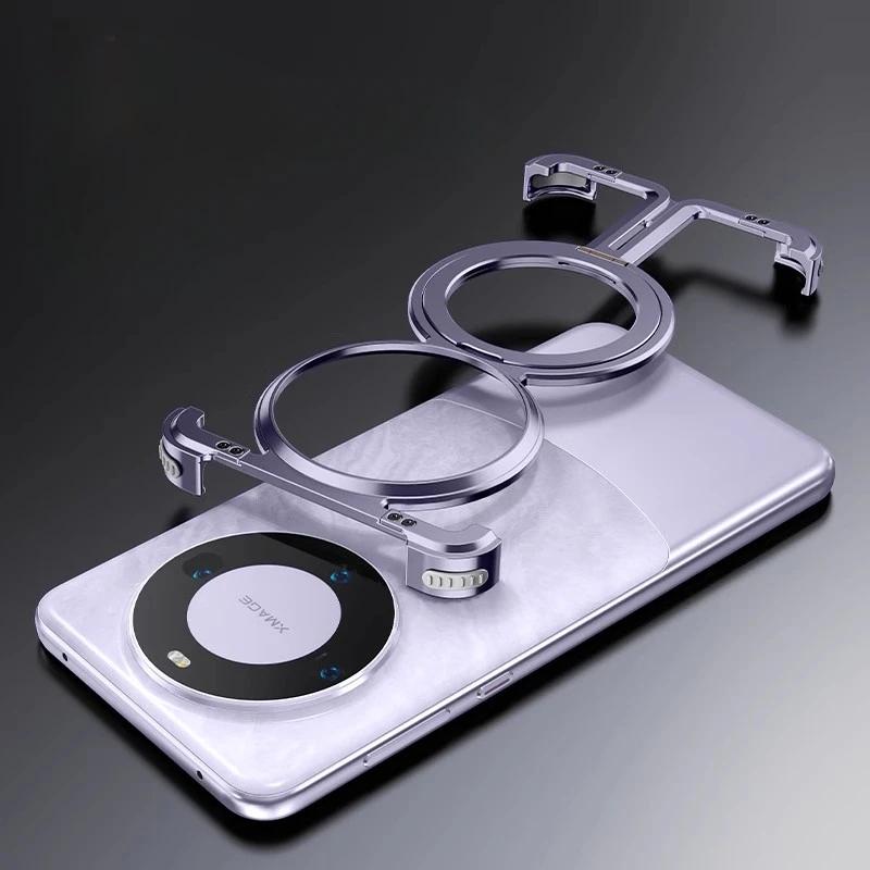 

Oatsbasf Aluminum Alloy Shell for Huawei Mate 60Pro+ Phone Case Metal Borderless Shockproof Protective Cover w/ Magnetic Holder Metal&For Huawei Mate 60 фиолетовый