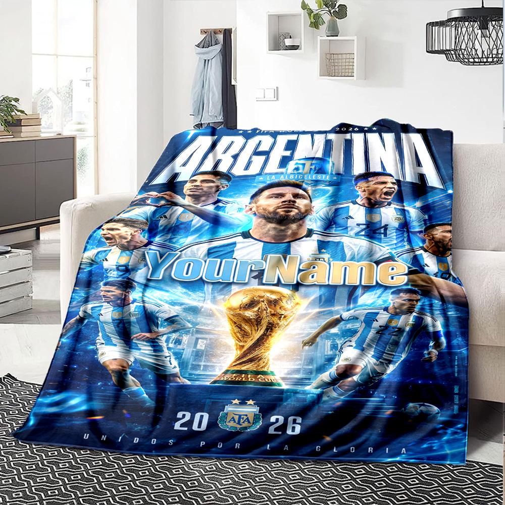 Messi Personalized Name Blanket Throw Customizable Blanket Ultra-Soft Great for Sofa Bed Office Chair Nap Four Seasons Multipurpose