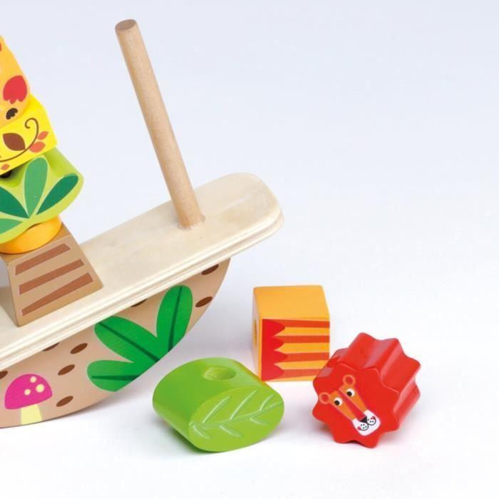 Jouet En Bois - MOLTO - Activity Stacker - Animaux De La Jungle - Motricité Fine - Bébé