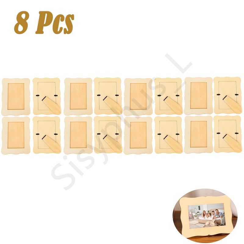 Wooden DIY Photo Frame Painting Photo Wooden Blank Photo Frame Vertical Postcard Frame Set Home Decoration Wedding Accents