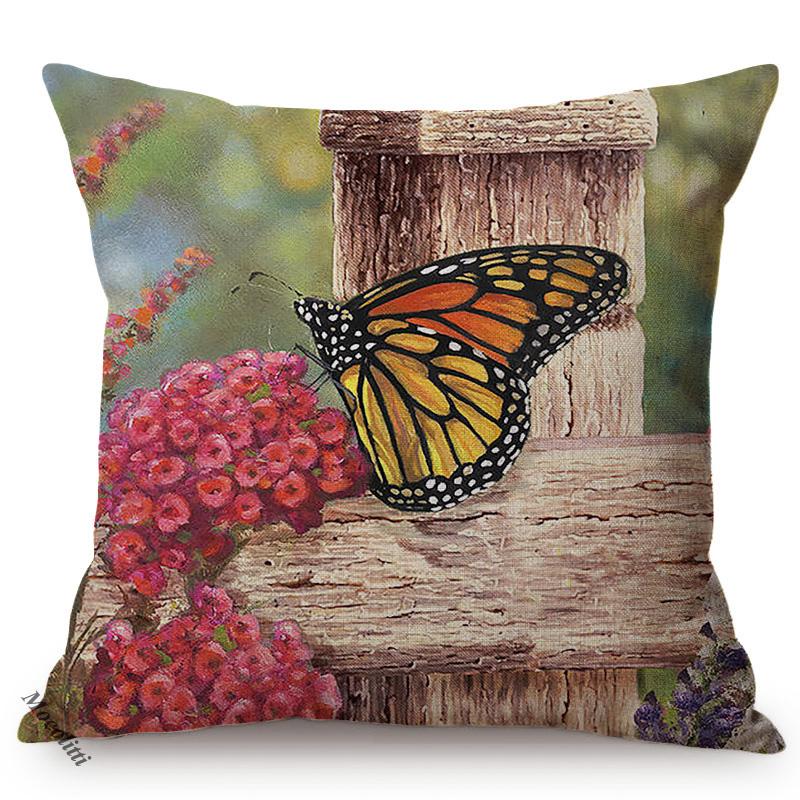 Colorful Butterflies Harmony Sofa Decoration Cushion Cover Butterfly Abstract Graffiti Nordic Cotton Linen Pillow Case Cojines