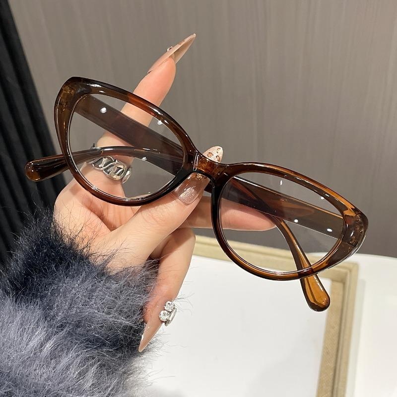 1pcs of Fashionable Cat Eye Transparent Lens Glasses Suitable for Both Parties and Daily Wear