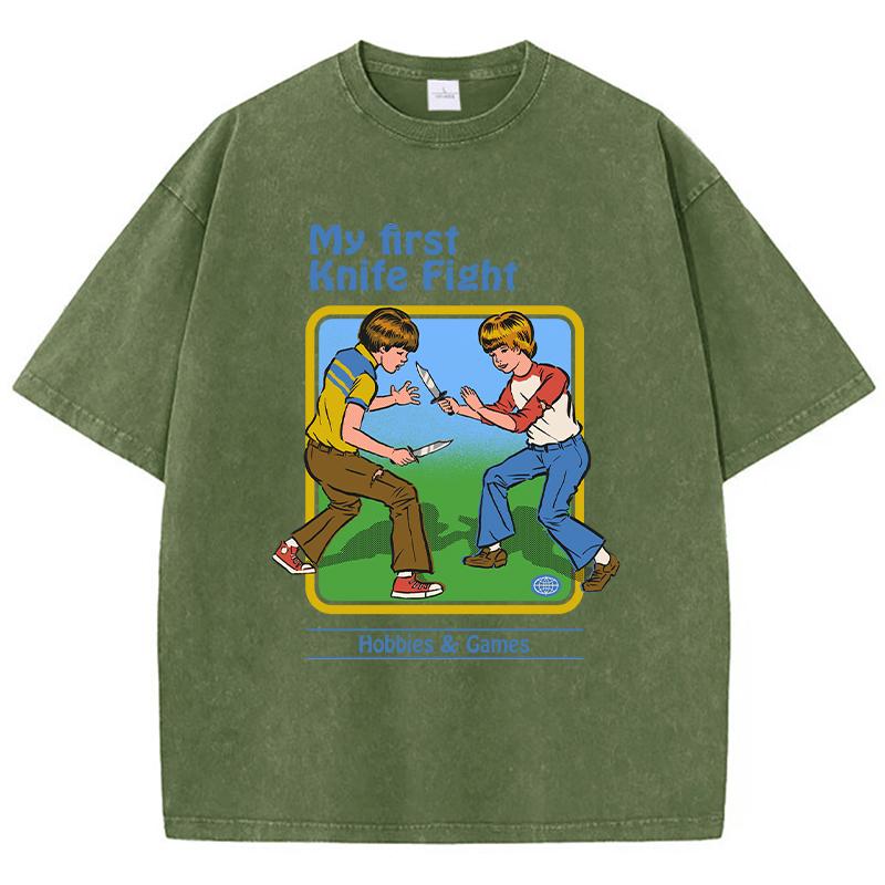 

Моя первая мультяшная драка с принтом в виде ножей, женская футболка с принтом, модная повседневная уличная футболка с коротким рукавом, летняя свободная одежда 3XL