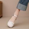 New Summer Soft Cowhide Hollow Woven Sandals Thick Heel Women's Shoes Breathable Medium Heel Shallow Mouth Single Shoes