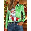 Christmas Women's Shirt Graphic Santa Claus Elegant Vintage Tropical Long Sleeve Shirt Collar Regular Tops Daily Holiday Winter