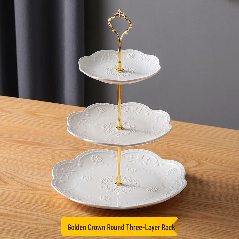 

European Ceramic Crown Three-Tier Cake Stand