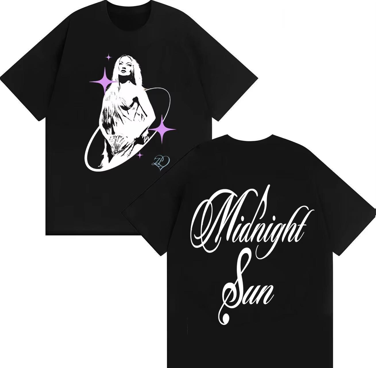 

Streetwear Harajuku Graphic Tshirt Singer Midnight Sun Pop Music Aesthetics 2026 Summer Print Pure Cotton Shortsleeved top S