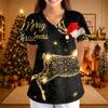 Women's Casual 3/4 Sleeve Neck Christmas Print Top for Holiday Parties