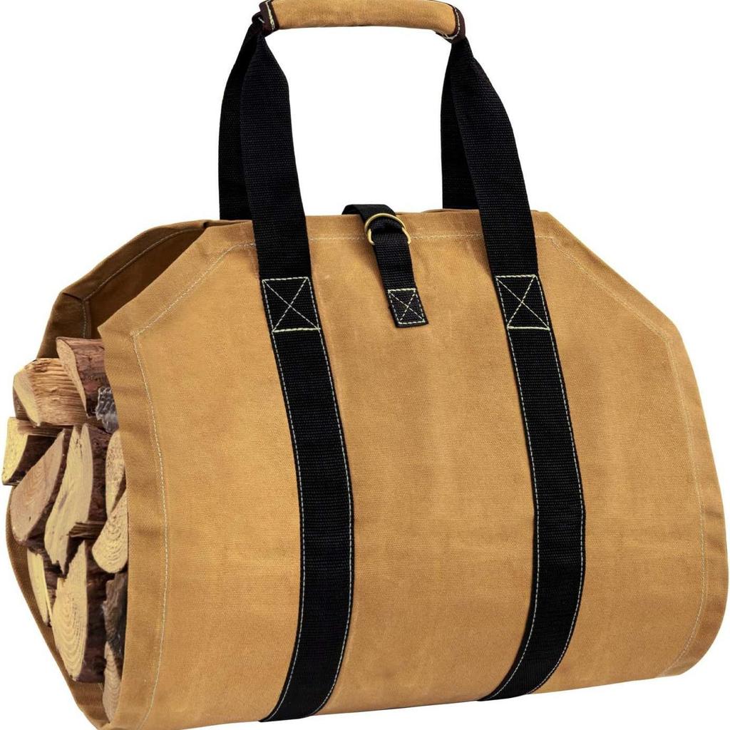 Large Capacity Wear-Resistant Canvas Firewood Carry Bag