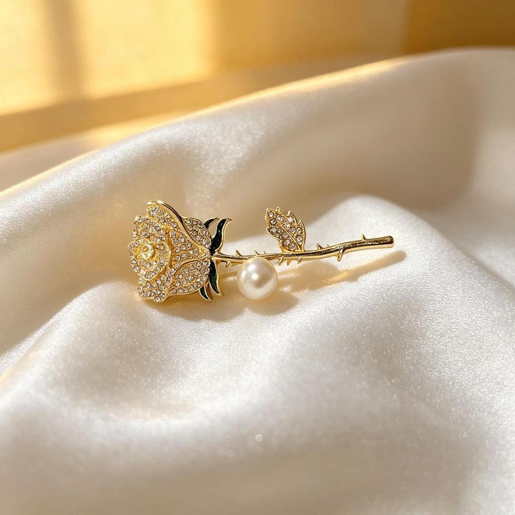 Brand New Shining Classic Rose Brooch, Autumn and Winter Coat Wear Versatile Brooch, Temperament Personality Pin for Women Accessories