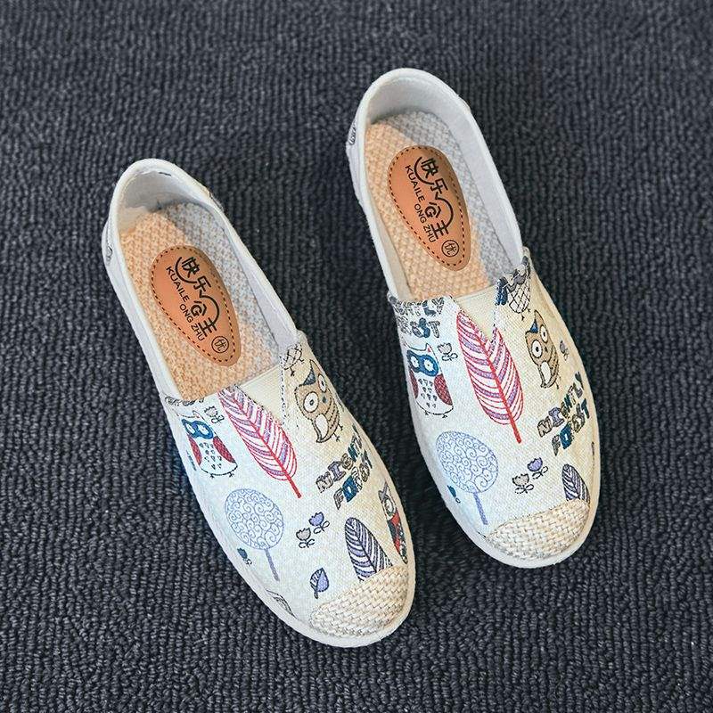 Old Beijing Cloth Shoes Women's One-pedal Lazy Fisherman Shoes Canvas Shoes New Spring and Autumn Summer Breathable Flats