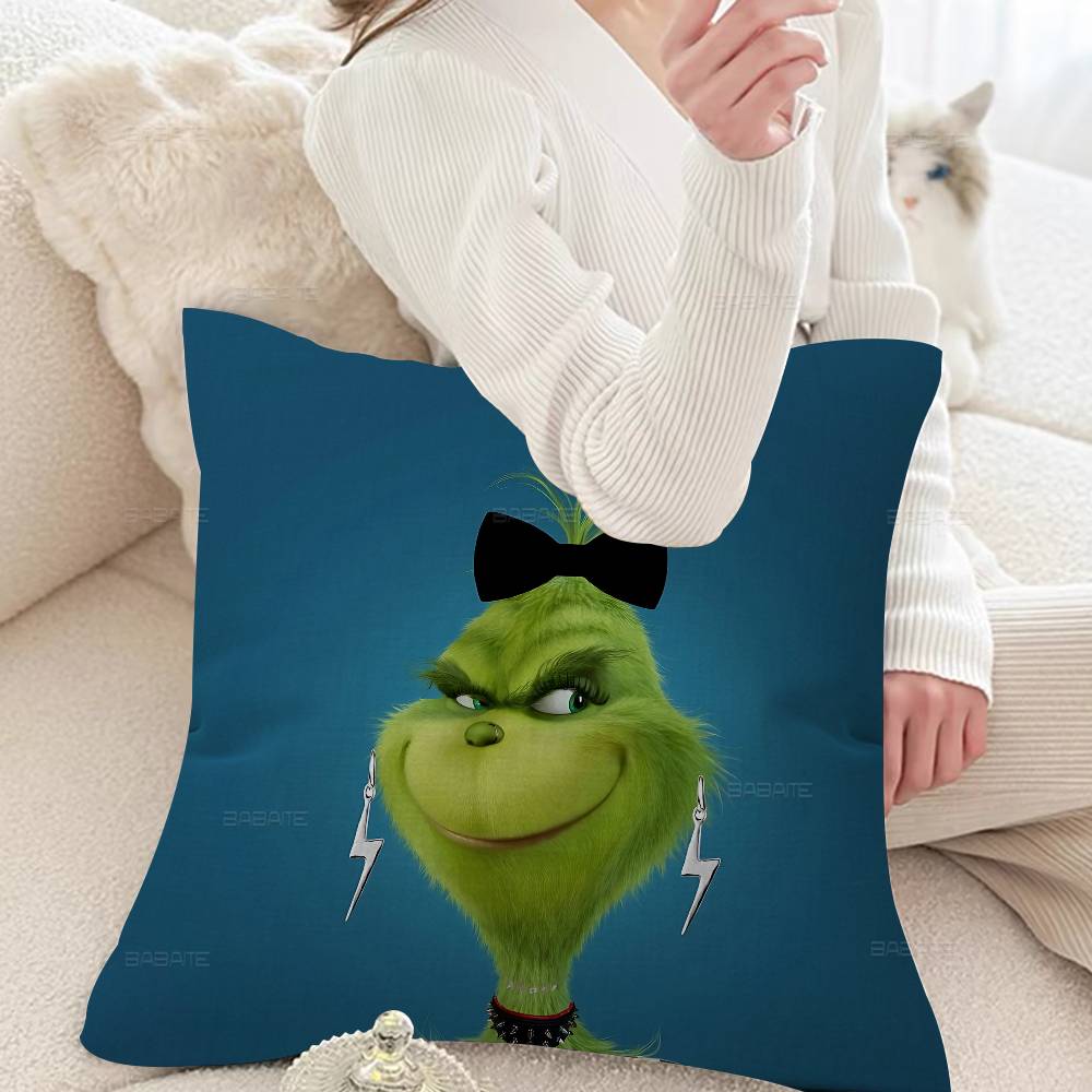 Movie The classic G-Grinches Pillow Covers Cartoon Sofa Decorative Home Double-sided Printing Short Plush Cute Cushion Cover