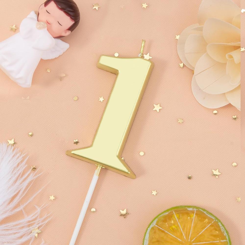 1/2/10pcs Number Birthday Candles, Gold Number Candles, Cake Number Candles, Party Celebration