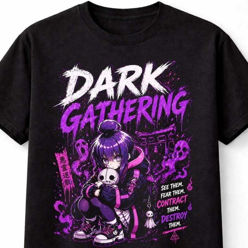 Dark Gathering Anime Horror Gothic Ghost Spirit Graphic Unisex TShirt S