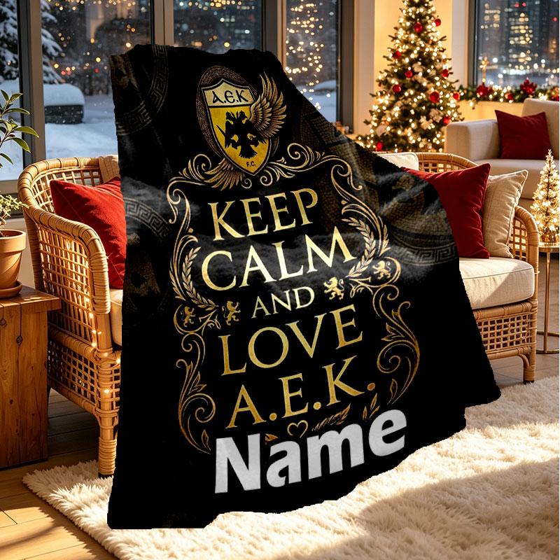 Custom Name Personalized AEK Athens FC Print Blanket, Home Decor, Bedroom, Sofa, Camping, Couch, Gifts for Birthday Christmas