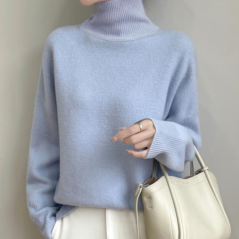 Autumn/Winter Loose High Neck Pure Wool Pullover Sweater